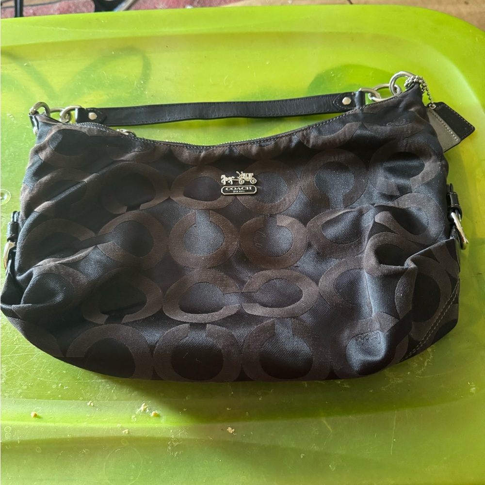 Coach Dark Brown Signature Shoulder Bag